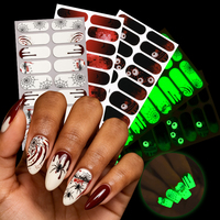 Autocollants pour ongles d'Halloween personnalisés, fantômes, chauves-souris, citrouilles, toiles d'araignées, orange, noir, design Boo, non toxiques pour les fêtes costumées