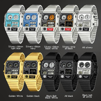 Montre numérique unisexe SANDA 3192, montre-bracelet électronique à double affichage tendance, montre de sport étanche pour étudiants avec réveil