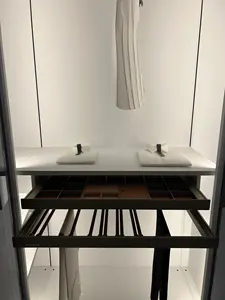 Armoires en bois sur mesure de luxe modernes pour chambre à coucher, portes à charnières latérales intégrées, meubles de maison DIY - Product Image 4