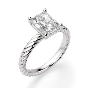 Radiant Cut Lab Grown Diamond Sterling Silver Classic Set Anillo de compromiso solitario-Aniversario Cumpleaños y regalo de novia - Product Image 3