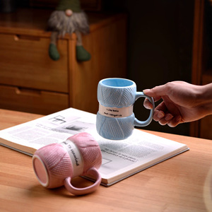 <span class=keywords><strong>Mug</strong></span> à café en céramique tricoté amusant et original pour femmes et hommes, idéal comme cadeau - Product Image 3