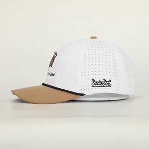 BSCI Wholesale Custom Design 5 Panel Sport Outdoor Dad <strong>Hat</strong>,Oem Embroidery Logo Rope Polyester Gorras,Laser Cut Hole Baseball Cap - Product Image 3
