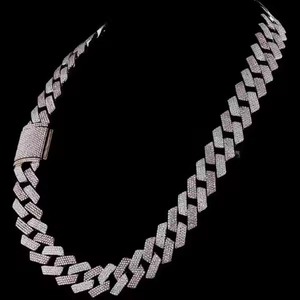 Chaîne à maillons cubains Miami Moissanite glacée à deux rangs de 17mm pour hommes Diamants VVS1 Argent sterling 925 Collier de fête hip-hop lourd Or - Product Image 5