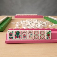 Juego de Mahjong de Lujo con Hilos Acrílicos y Diseño de Gatos, Mesa de Mahjong Plegable Moderna para 4 Jugadores, para Amantes de los Gatos