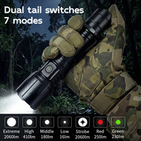 Lampe torche tactique haute puissance TANK007 PT42 Plus, étanche, 2060LM, trois couleurs, lumière verte et rouge, rechargeable