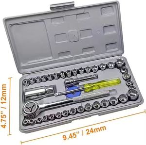 Directo de fábrica, juego de <span class=keywords><strong>40</strong></span> piezas de acero al carbono, herramienta para coche y motocicleta, combinación de llave de vaso, potencia manual, 1 año de garantía - Product Image 1
