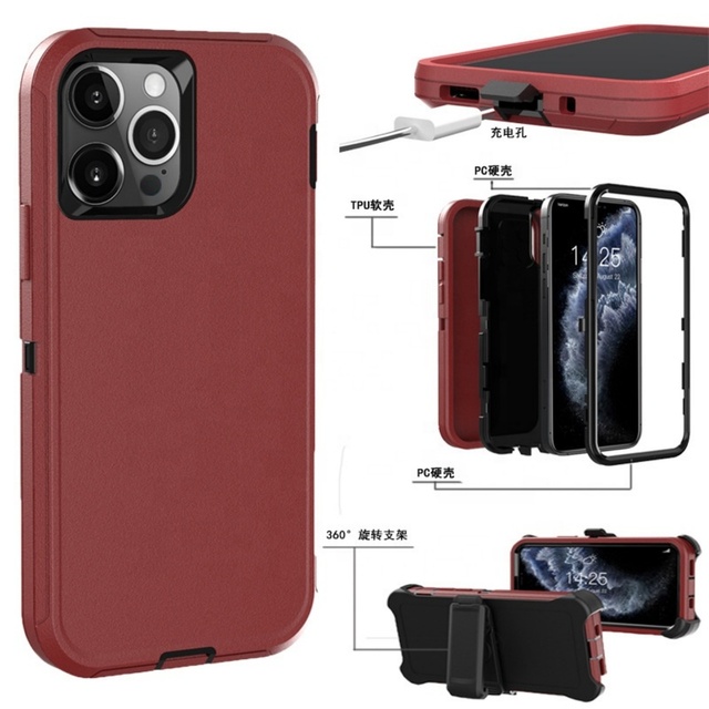 Heavy Duty Shockproof 3in1 Mobile Cover for iPhone 15 14 13 12 11 Pro Max Xs Xr 6 7 8 Plus SE Armor Defender Phone Case