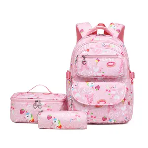 Set of 3 Pink Fashionable Girls' School Bags Lovely Backpacks for Students Student's Lovely Pink School Bag
