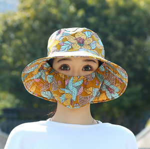 Summer Millinery Floral Working Sun Mask One Breathable Sun Hat Dustproof UV Fisherman Hat Clothing and Accessories - Product Image 2