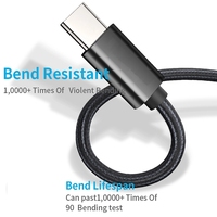 Câble d'alimentation USB-C de haute qualité tresse câble de téléphone en Nylon transfert de données câble de chargeur de type C pour téléphones intelligents