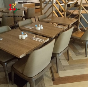 Meubles de restaurant en <span class=keywords><strong>bois</strong></span> massif de <span class=keywords><strong>haute</strong></span> qualité, plateau carré, café, café, <span class=keywords><strong>table</strong></span> à manger avec base en métal, vente en gros - Product Image 5