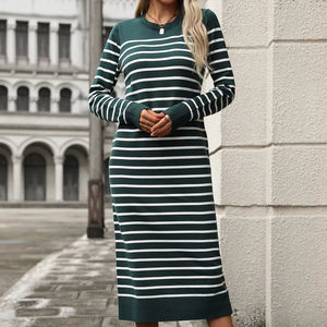 Nuovo 2025 autunno inverno temperamento maglione Midi vestito moda <span class=keywords><strong>abbigliamento</strong></span> in maglia abiti donna elegante - Product Image 1