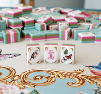 Set Mahjong Amerika Pola Bunga Burung Kupu-kupu Vintage Ubin Mahjong Akrilik Permainan Mahjong Warna Multi-lapis untuk Pesta