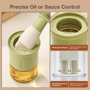 Glass Oil Dispenser Bottle Cooking <b>BBQ</b> Vinegar Sauce Grill Frying Kitchen Oil Container with Silicone Basting Pastry Brush - Product Image 4