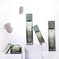 Ensemble d'emballage de soins de la peau en verre vide personnalisé de luxe bouteille à pompe de lotion finition mate diffuseur de crème de sérum bouchon à vis sérigraphie