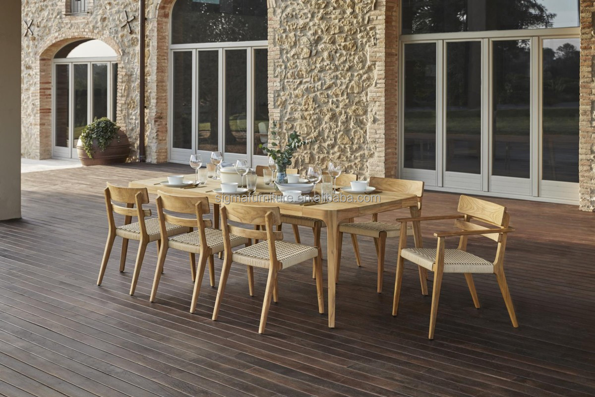 Modern Furniture Armchair Outdoor Use Solid Teak Wood Frame High End Dining Chair