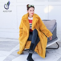 Manteau en fausse fourrure de vison sable extra long, personnalisable et professionnel, pour femmes
