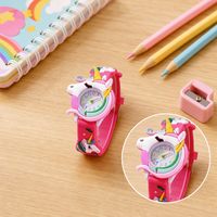 Montre-bracelet licorne rose pour petite fille, stock usine, tendance, décontractée, à quartz, avec chiffres arabes et aiguilles, bracelet dessin animé