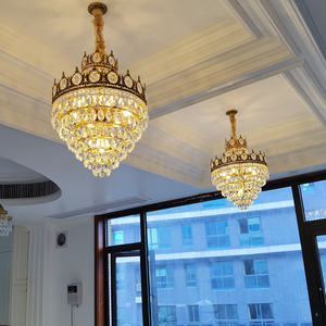 Luces colgantes de corona real barroca europea para comedor, cocina, Isla, decoración de latón, lámpara colgante de cristal dorado - Product Image 2