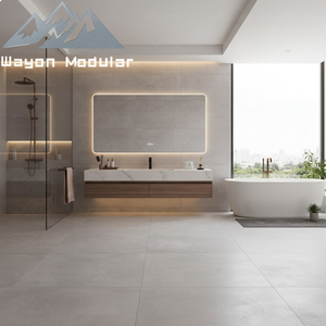 Set Meja Rias Kamar Mandi Modern Wayon dengan Cermin LED, Meja Marmer, Laci Kayu, Model Proyek Modular WW-YSG - Product Image 6