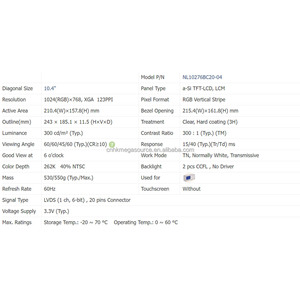 Pantalla LCD Original Nueva NL10276BC20-04 de 10.4 Pulgadas, Resolución 1024*768, Panel LCD NL10276BC20-04 - Product Image 2