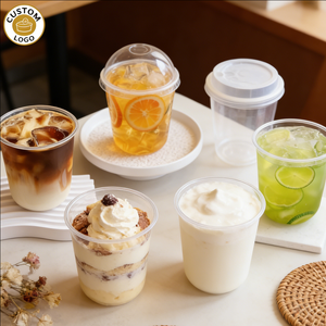 ไอศกรีมโยเกิร์ต 8 ออนซ์ ถ้วยพลาสติกแบบผนังเดียว 90 มม. พร้อมฝาปิดและโลโก้ - Product Image 1