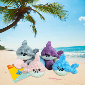 Kit de <span class=keywords><strong>Crochet</strong></span> Todo en Uno - Crea tu Propio Tiburón, Incluye Todo: Hilo, Aguja de Ganchillo, <span class=keywords><strong>Ojos</strong></span>, Relleno, Marcadores de Puntos, Aguja y Guía - Product Image 5