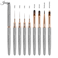 Pinceaux de nail art de haute qualité avec manche métallique couleur dégradée, pour liner, French, ovale, effet pétale ombré, dessin de dentelle et peinture thérapeutique