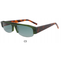 Lunettes de soleil ovales petites et tendance pour l'extérieur, monture en acétate, branches larges, semi-cerclées, demi-cerclées, rectangulaires, Gafas De Sol