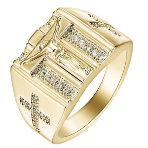 Bague croix en diamant pour homme, style hip-hop, sertie pavé, cadeau de bijoux - Product Image 4