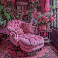 Fauteuil simple en velours rose Yicheng, style européen rétro, chaise d'appoint de loisirs pour hôtel, chambre à coucher, magasin de vêtements