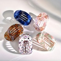 Nouvelle pince à cheveux plate ovale en forme d'arc en acétate coloré, 9,3 cm, barrette, accessoires de cheveux personnalisés pour femmes