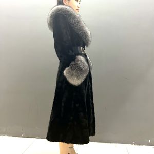 Cappotto Invernale <span class=keywords><strong>da</strong></span> <span class=keywords><strong>Donna</strong></span> in Vera Pelliccia di Visone, Caldo e Morbido, Stile Vintage, Taglie Forti, Giacca con Orlo a Festone, Cappotti in Vera Pelliccia Naturale di Visone - Product Image 2