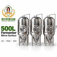Fermenteur conique de bière de qualité alimentaire 500L, cuve de fermentation à double enveloppe à température contrôlée pour système de brassage en pub
