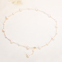 Collier HECATE Ciel Étoilé 6MM Perles, Chaîne de Pull pour Femme avec Perles d'Eau Douce 4.5MM à Taille Dégradée, Véritable Chaîne de Clavicule en Perles