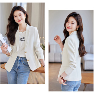 Women's Blazer Black Solid Color Polyester No-Wrinkle Treatment Casual Elegant Style - Product Image 2
