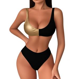 익스트림 마이크로 여성용 섹시 비키니 성숙한 미니 스트링 끈 수영복 패치 워크 디자인 스판덱스/나일론 - Product Image 1