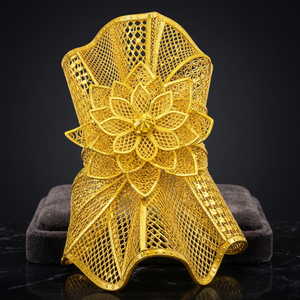 Wholesale 14K18K24K Gold Plated Wide Kada Intricate Floral Openwork Fashion Kada Bracelet Dubai Style Arabic <b>Bridal</b> Jewelry Kada - Product Image 3