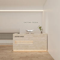 Bureau d'accueil moderne pour salon de beauté avec éclairage LED, personnalisable, en MDF, pour hôtels et écoles