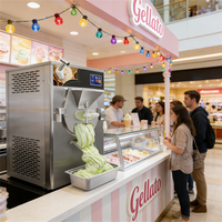 Machine à glace italienne commerciale 56L/H, équipement de fabrication de gelato et de crème glacée dure pour les entreprises, avec certification CE/ETL.