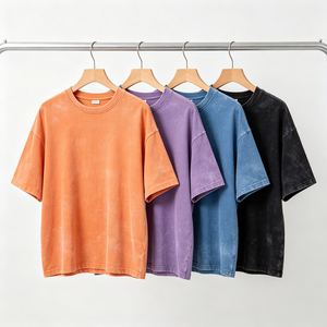 T-shirt surdimensionné en coton pur délavé à l'acide pour homme, impression personnalisée, manches courtes, tenue décontractée d'été, t-shirt graphique quotidien - Product Image 1