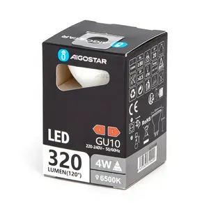 Lumière LED GU10 4W 6500K, haute luminosité, faible consommation, idéale pour l'éclairage des ambiances et la mise en valeur des espaces. - Product Image 1