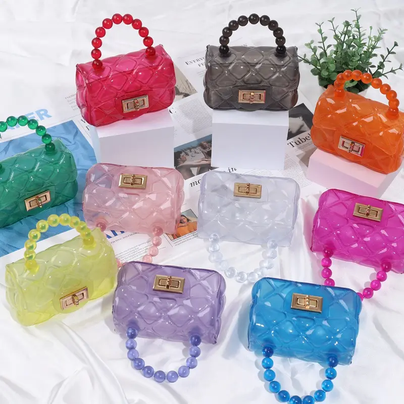 Fashion PVC bags girls handbags Small jelly purse Clear handle kids handbag purses mini jelly cute bag