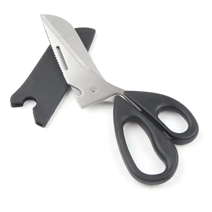 S/s Kitchen Scissor Poultry Shears With Blade Cover: Sharp Meat Scissors