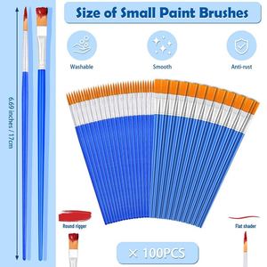 Pinceaux courts en plastique à manche rond et plat pour enfants/étudiants - Product Image 5