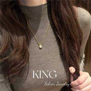 Joyería King Silver, conjunto de collar y aretes de plata de ley S925 chapados en oro, para uso diario, unisex, joyería fina. - Product Image 4