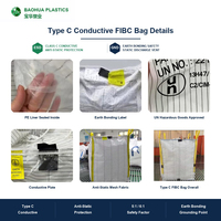 Sac vrac FIBC conducteur certifié UN, type C, sac de 1000 kg, 1500 kg, UN1309, en aluminium, pour poudre métallique, usage intensif