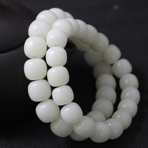White Jade Bodhi Seed <b>Bracelet</b> 18 Beads Ball Shape Ethnic Style Religious Ceremony Jewelry Unisex <b>Couple</b> <b>Bracelets</b> - Product Image 2