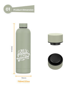 Kleurrijke dubbelwandige roestvrijstalen waterflessen met kleine opening, sport-, reis- en vacuümthermosfles voor buiten, lekvrij. - Product Image 2