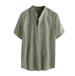 QFZ2919 - Camisa Holgada Informal de Color Sólido para Hombre - Product Image 4